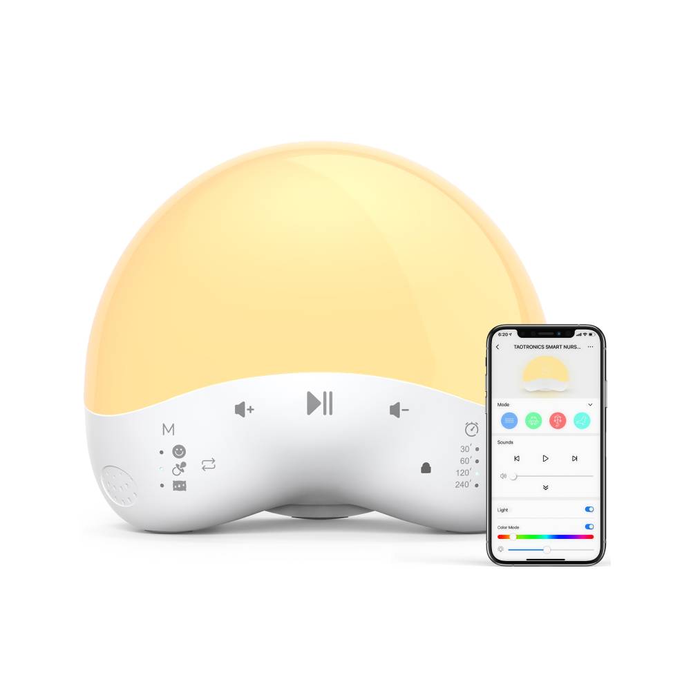 White Sound Machine Smart Nursery Light with Night Light APP & Voice Control