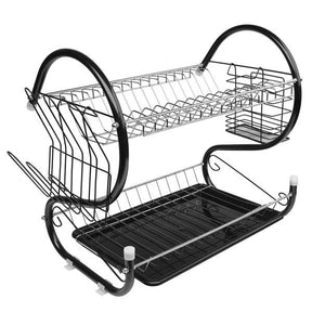 Large Dish Drying Rack with Drainboard, 2 Tier Stainless Steel Drying Racks for Kitchen Counter