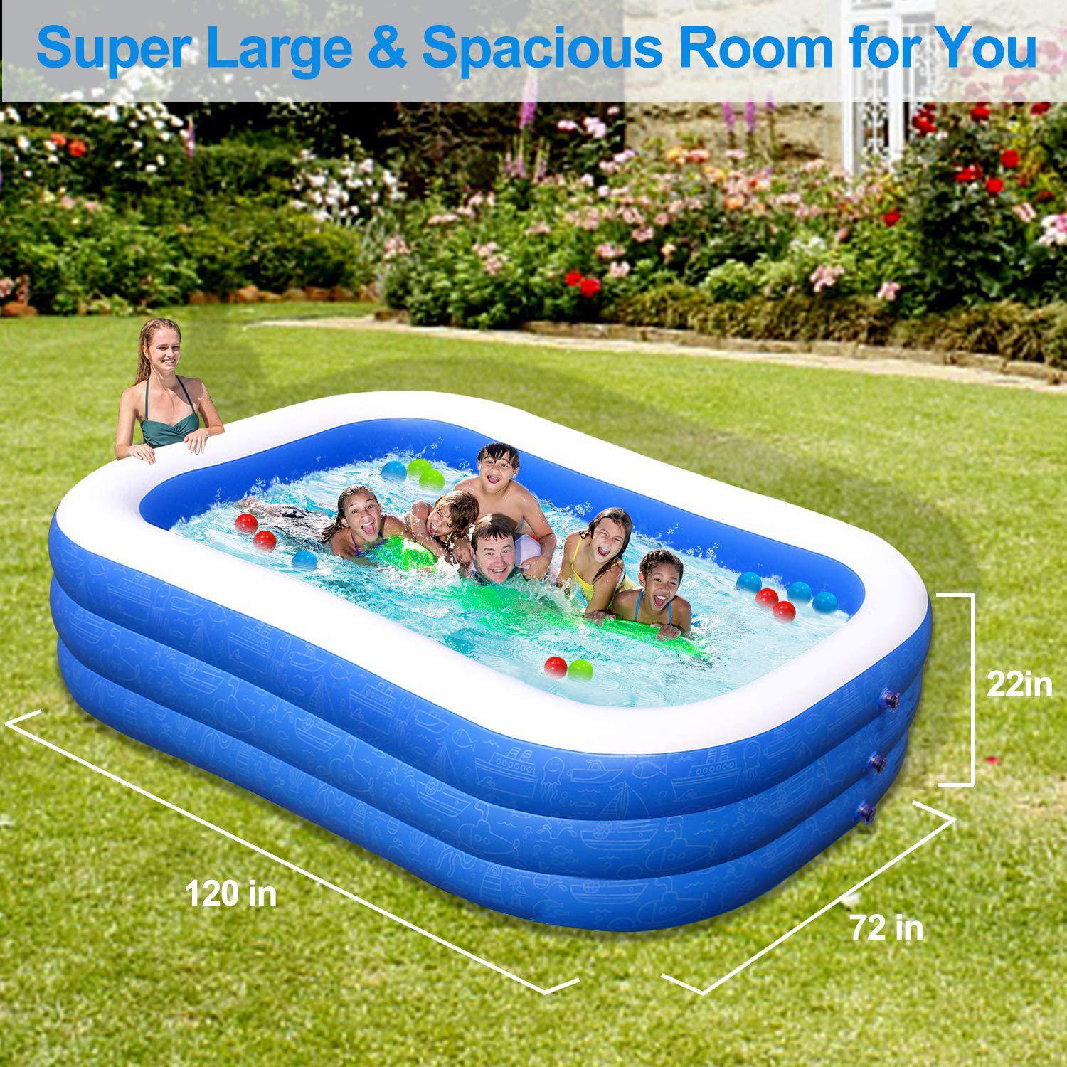 Homech Full-Sized Family Inflatable Lounge Swimming Pool-TaoTronics