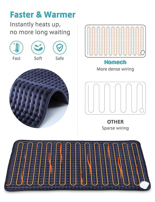 【33” x 17”】Homech Heating Pad for Back Pain and Cramps, UltraSoft Hea