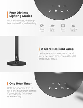 LED Desk Lamp 27 Fully Rotatable Dimmable with USB Charging Port-TaoTronics