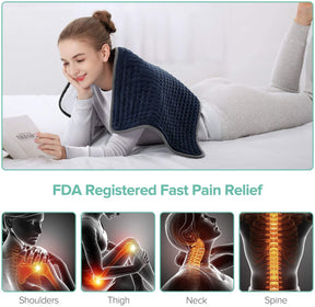 【33"x17"】Electric Heating Pad for Back Pain Cramps Relief, XXX-Large 33x17 Ultra Soft Fast Heating, Moist Dry Heat