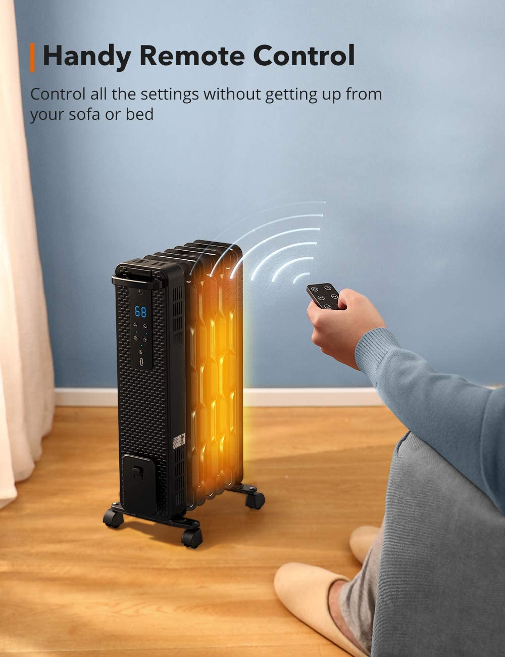 Space Heater 005 1500W Oil Filled Radiator Heaters with 3 Heating Mode-TaoTronics