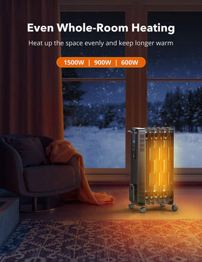 Space Heater 005 1500W Oil Filled Radiator Heaters with 3 Heating Mode-TaoTronics