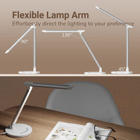 LED Desk Lamp 13, Eye-Caring Table Lamp with USB Charging Port, 5 Lighting Modes