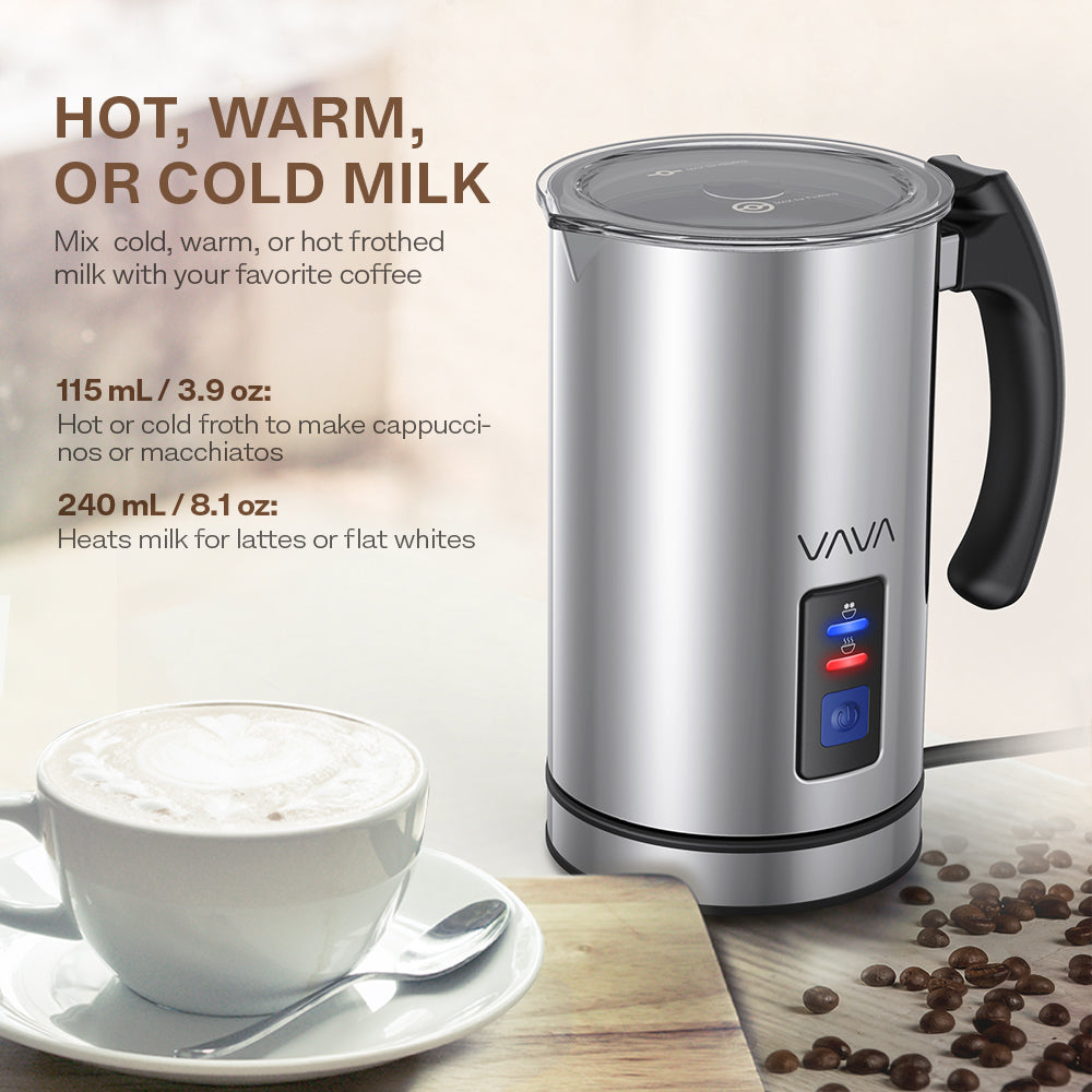 VAVA Stainless Steel Milk Steamer with Hot & Cold Milk Functionality