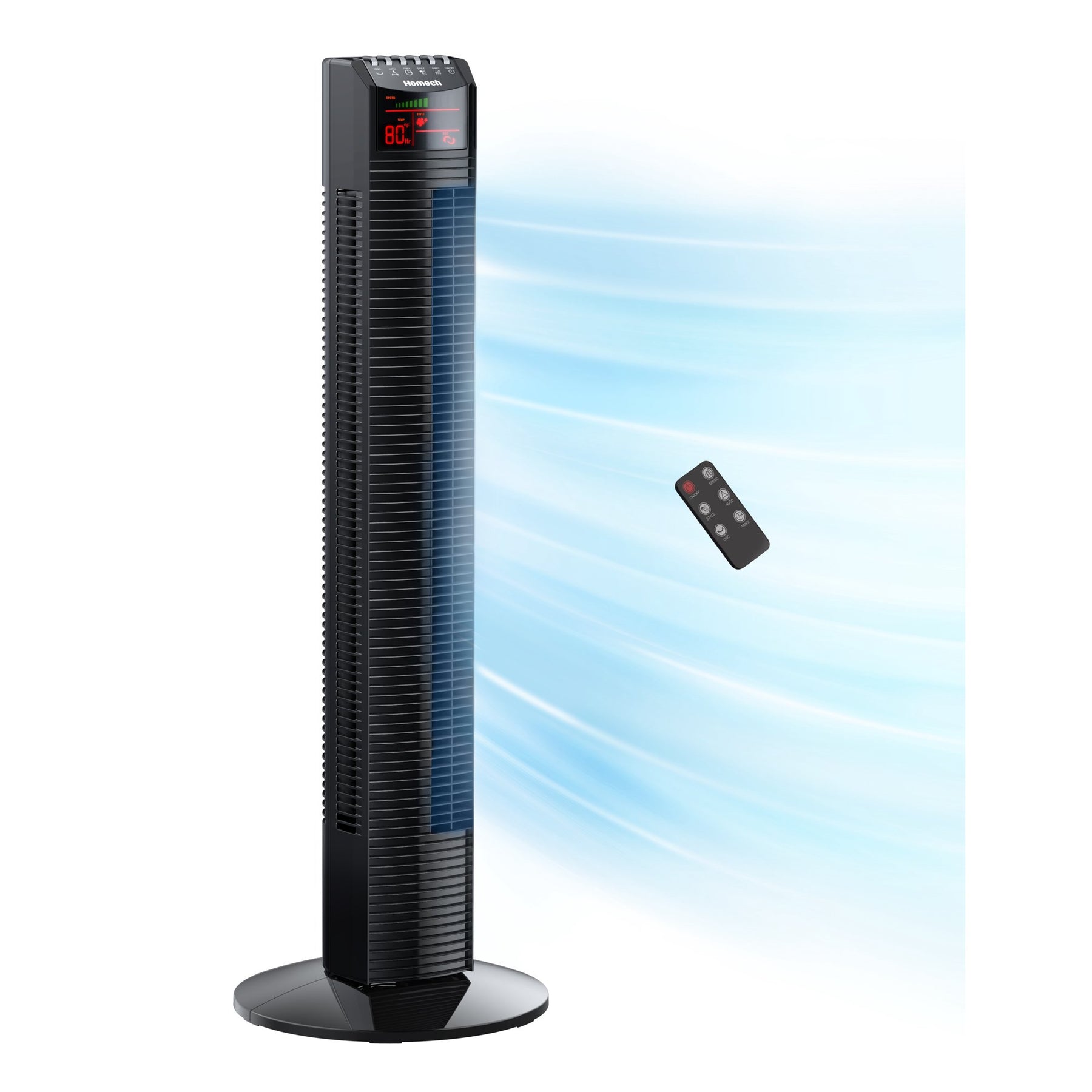 Homech Tower Fan 001, 3-Speed Floor Fan Bladeless Tower Fan with Remote Control