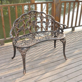 38.5" Cast Aluminum Outdoor Courtyard Decoration Park Leisure Rose Chair