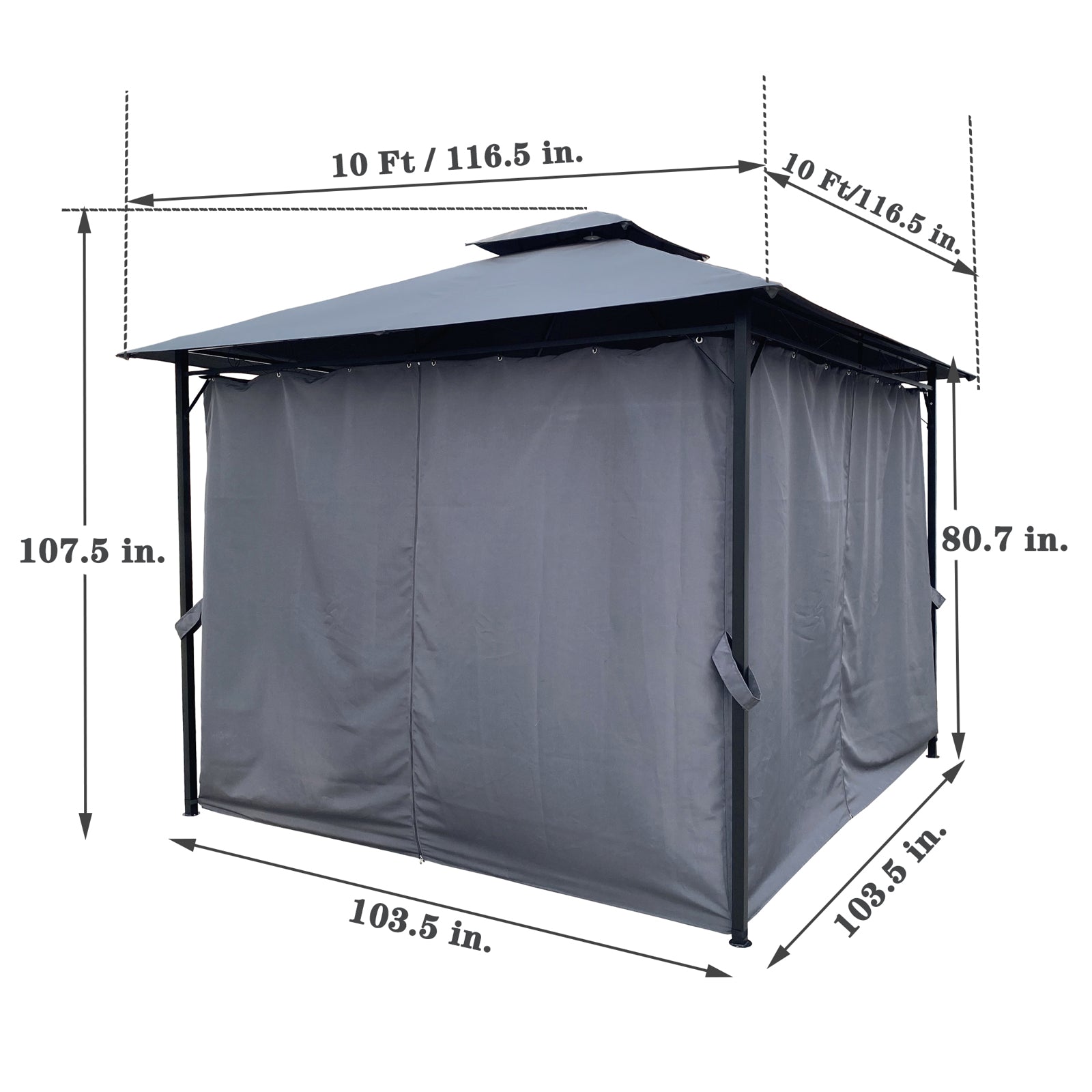 10x10 Ft Outdoor Patio Garden Gazebo Tent  With Curtains,Gray