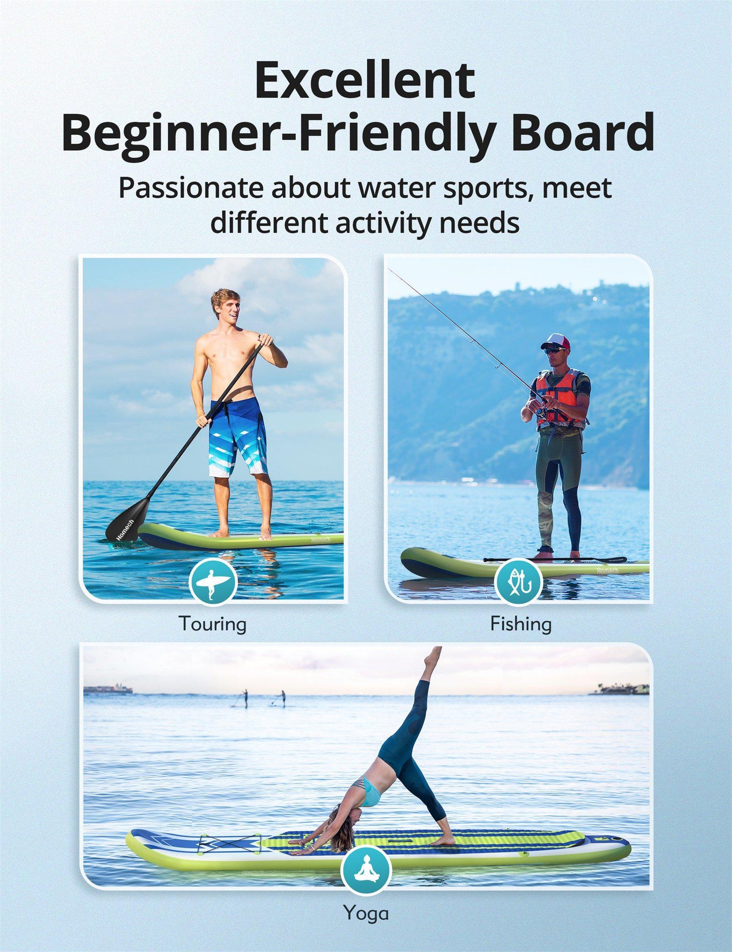 Homech Inflatable 10’10 × 32” × 6” All Around iSUP Paddleboarding with