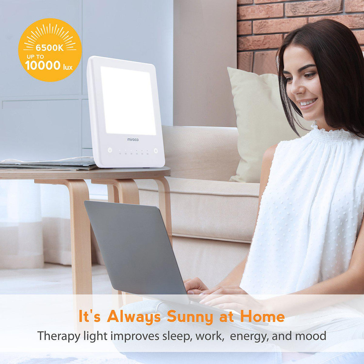 Light Therapy Lamp, Miroco UV Free 10000 Lux Therapy Lamp with Adjustable Time-TaoTronics