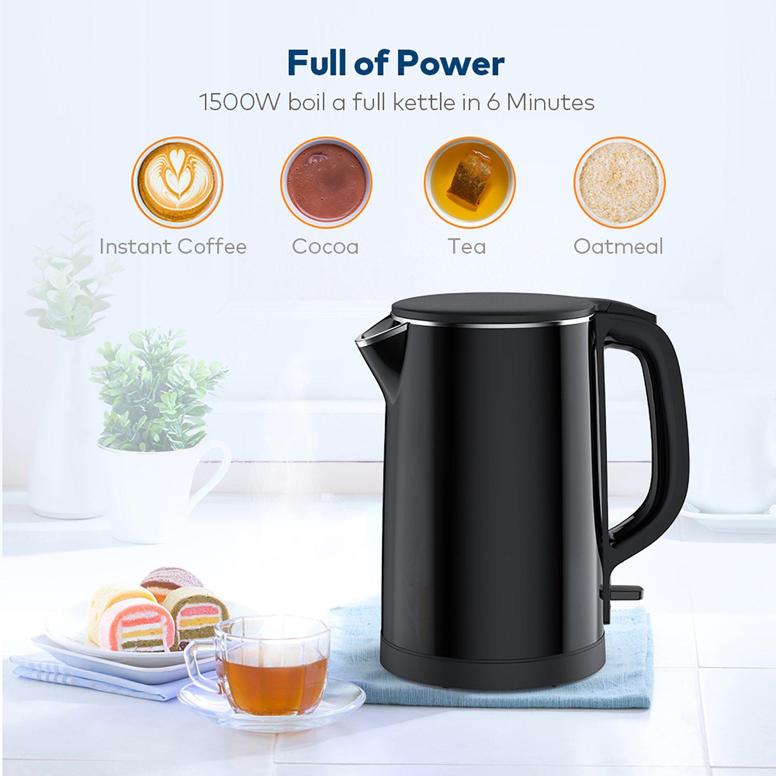 Electric Kettle, 1.5L Double Wall 100% Stainless Steel BPA-Free Cool Touch Tea Kettle with Overheating Protection-TaoTronics US