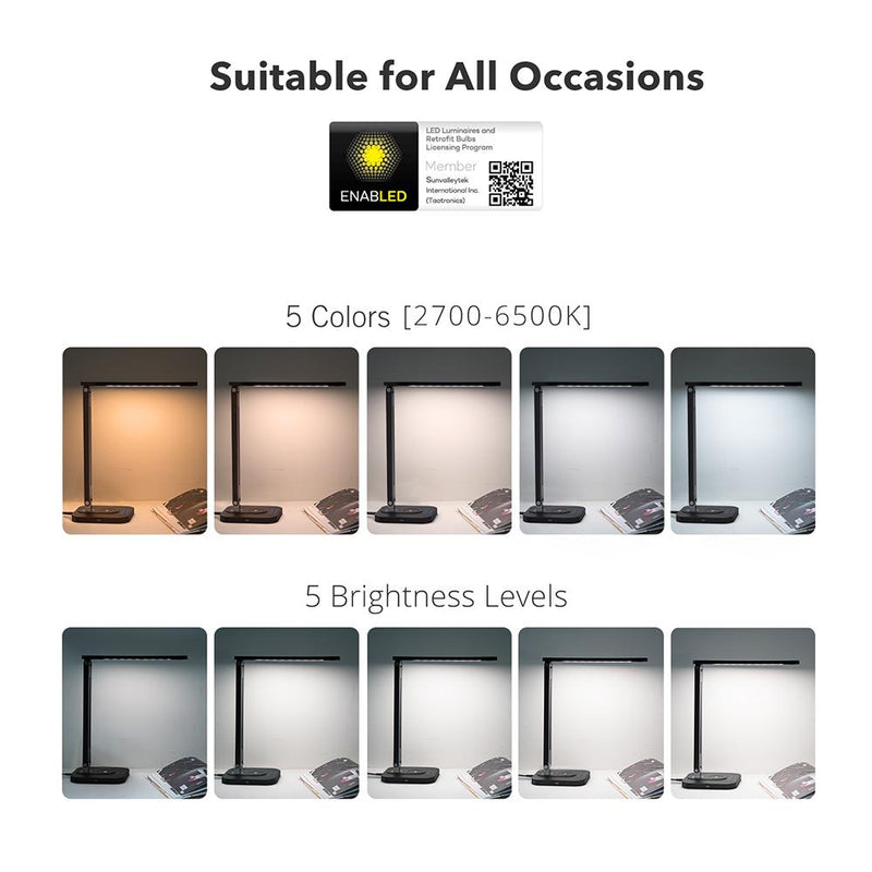 TaoTronics LED Desk Lamp Office Table Lamps with Wireless Fast Charger