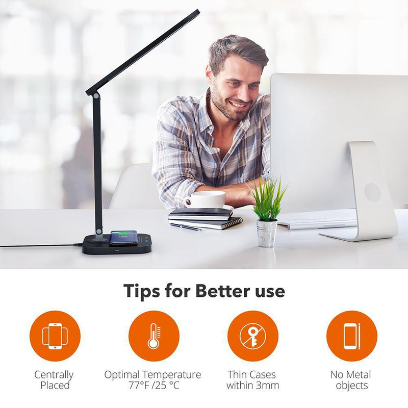 TaoTronics LED Desk Lamp Office Table Lamps with Wireless Fast Charger