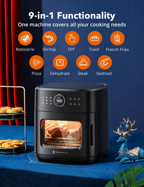 9 in 1 Air Fryer Oven with Dehydrate, 1700W Electric Toaster Oven with Digital Touch Screen-TaoTronics
