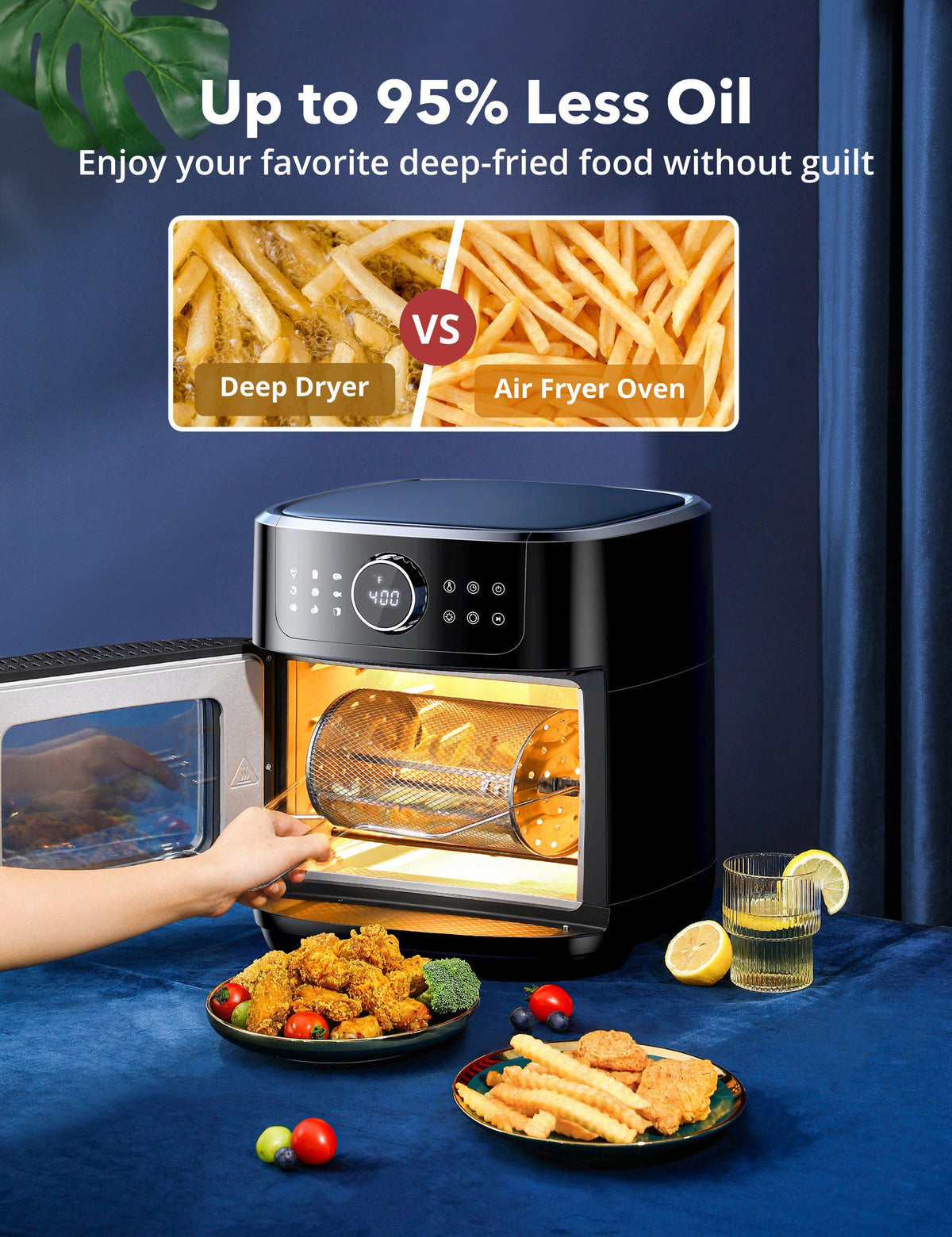 9 in 1 Air Fryer Oven with Dehydrate, 1700W Electric Toaster Oven with Digital Touch Screen-TaoTronics
