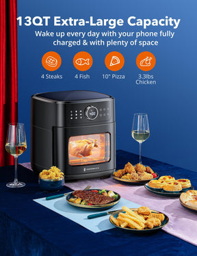 9 in 1 Air Fryer Oven with Dehydrate, 1700W Electric Toaster Oven with Digital Touch Screen-TaoTronics