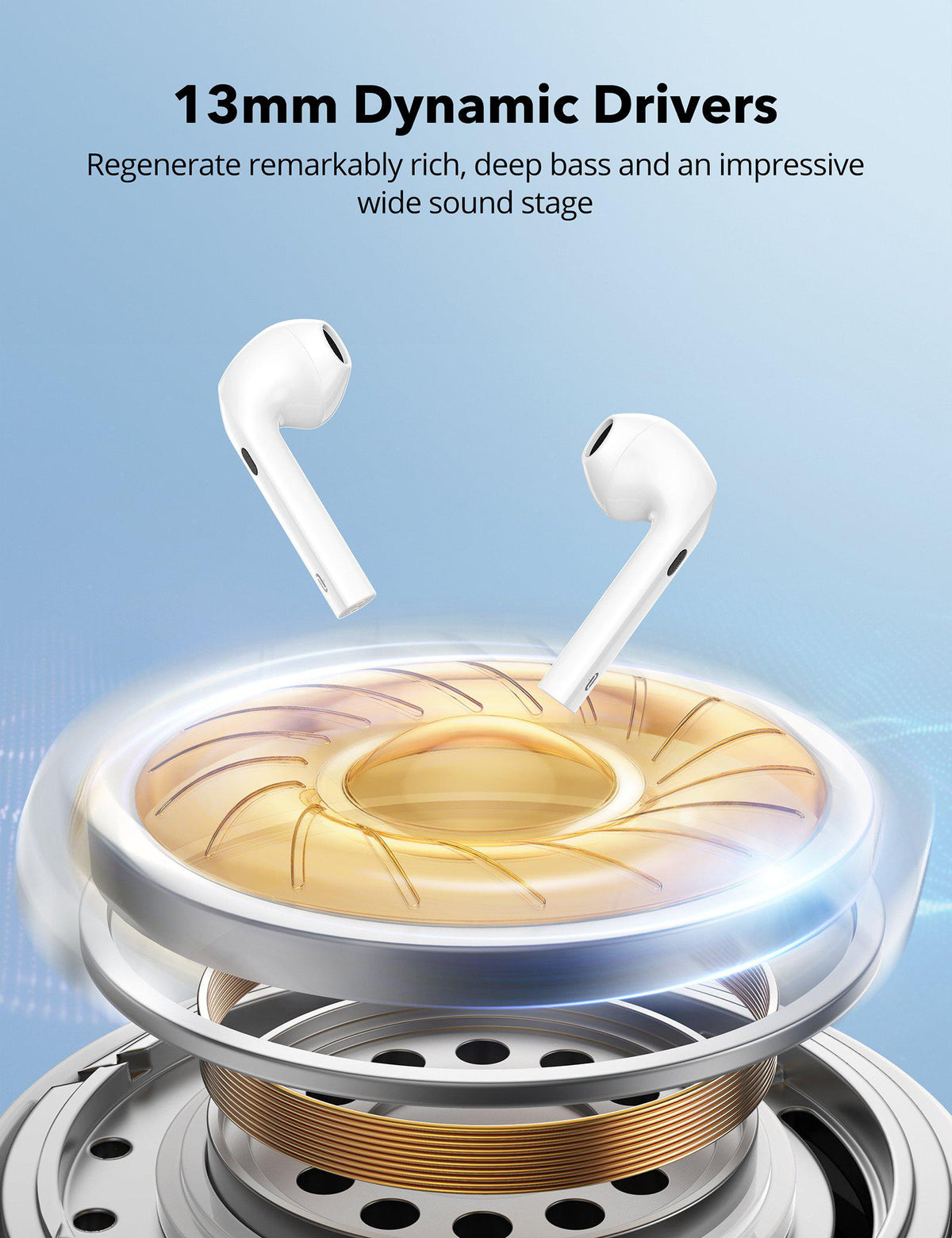 4 Noise Cancelling Microphones for Clear Call, Wireless Earbuds with Bluetooth 5.2-TaoTronics