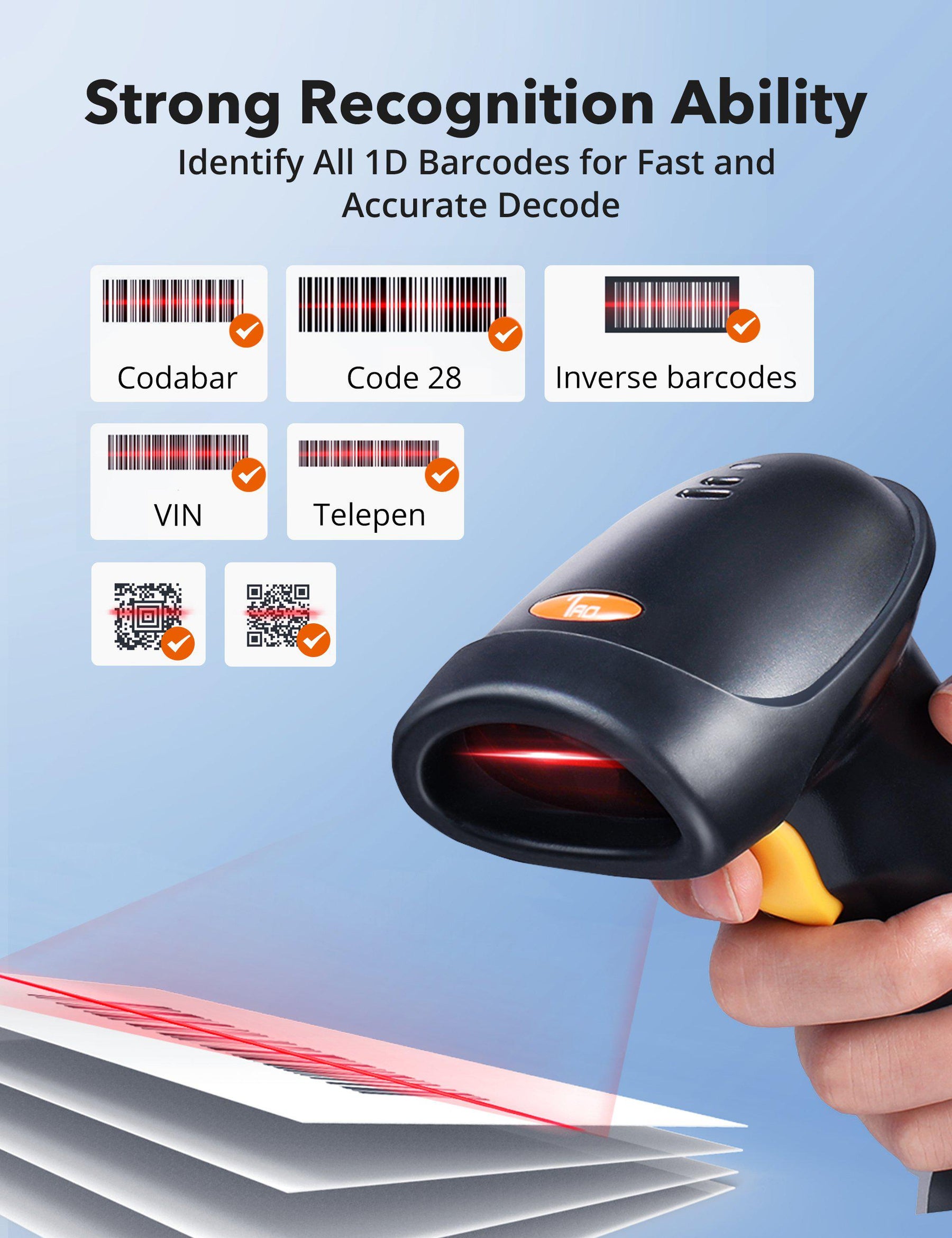 TaoTronics Barcode Scanner Handheld Wired Barcode-TaoTronics