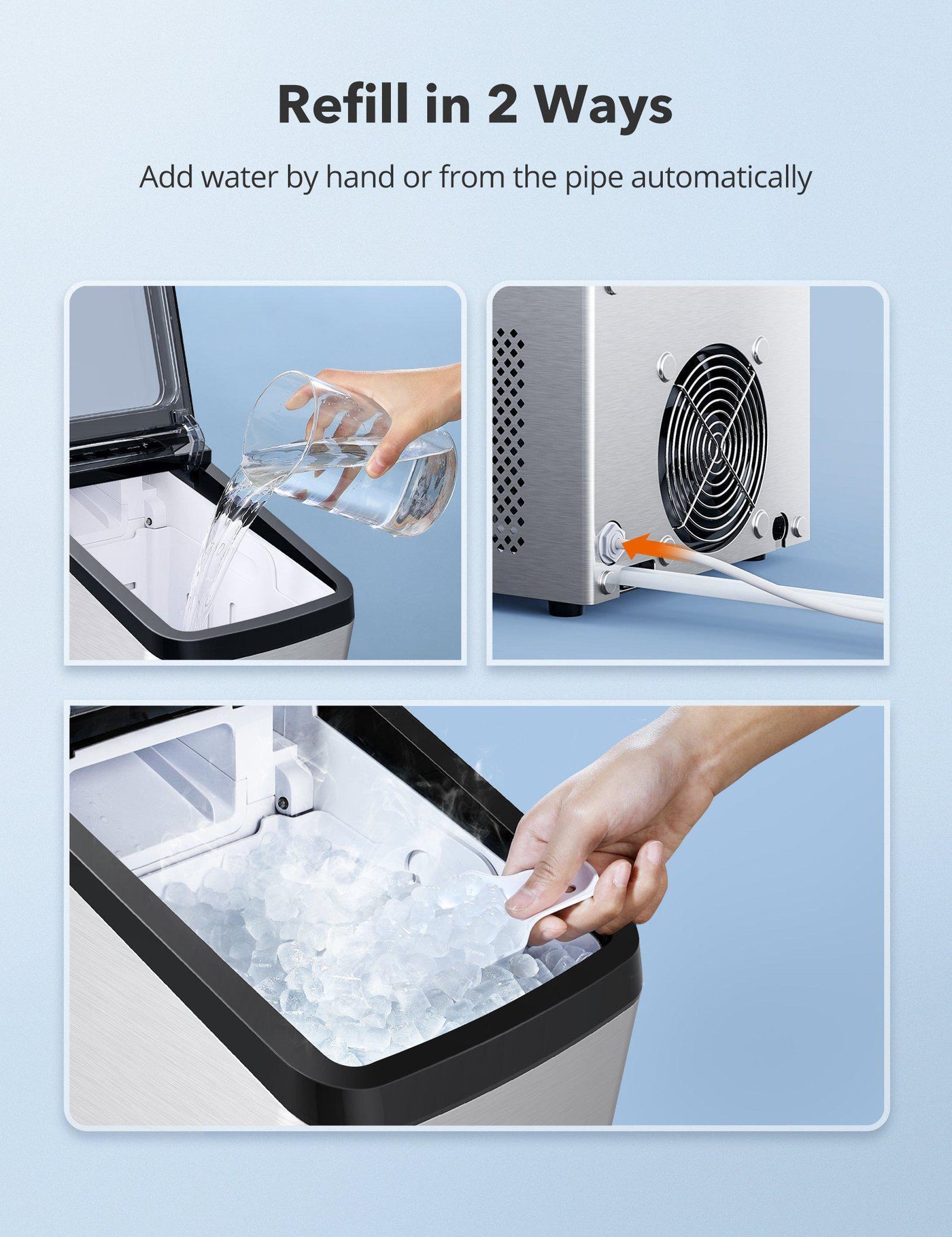 Nugget Ice Maker, with 3.3lb Ice Bin and Scoop for Countertop, Home