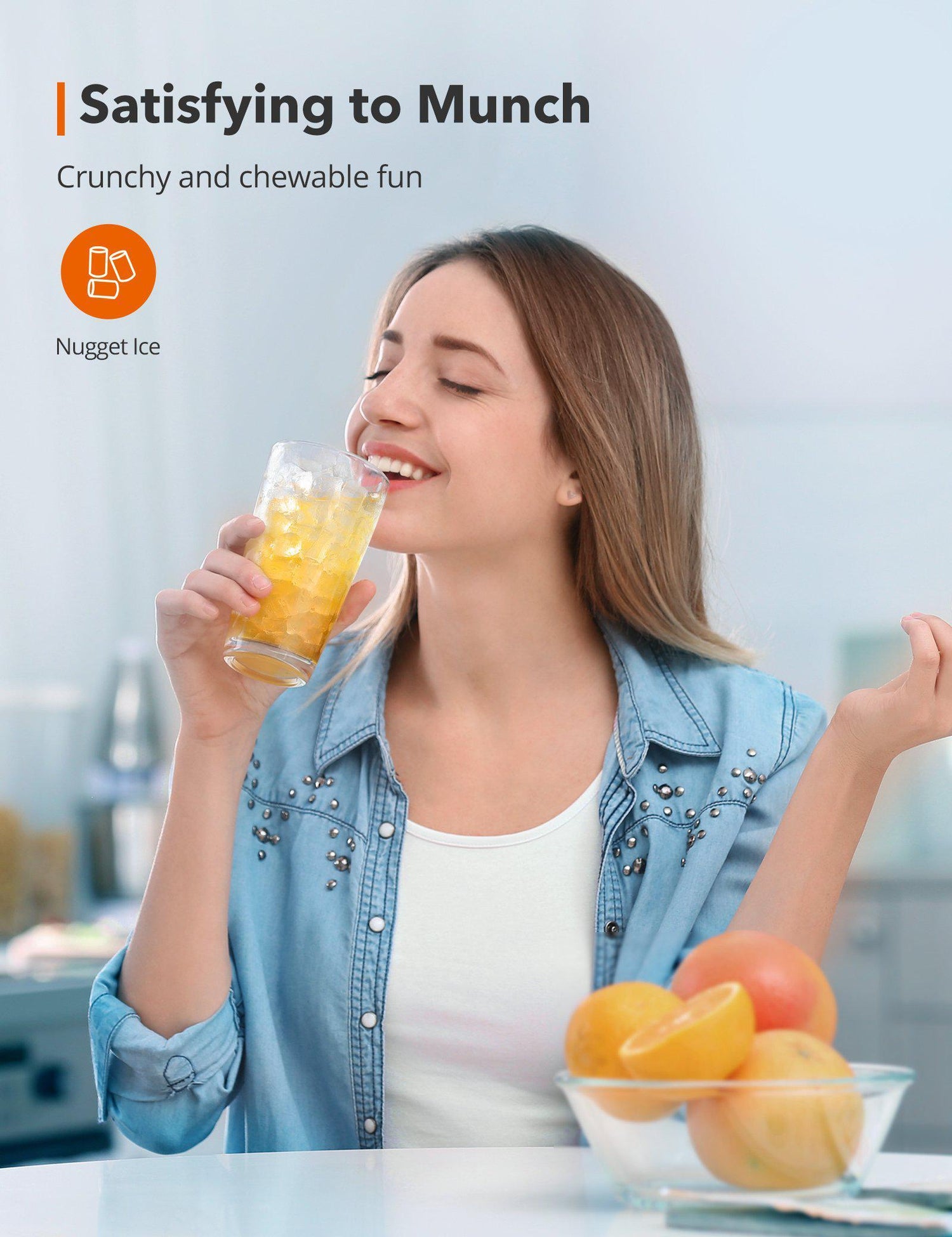 Nugget Ice Maker, with 3.3lb Ice Bin and Scoop for Countertop, Home, Office Taotronics