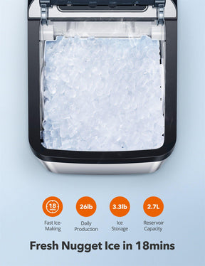 Nugget Ice Maker for Countertop, with 3.3lb Ice Bin and Scoop for Home, Office-TaoTronics