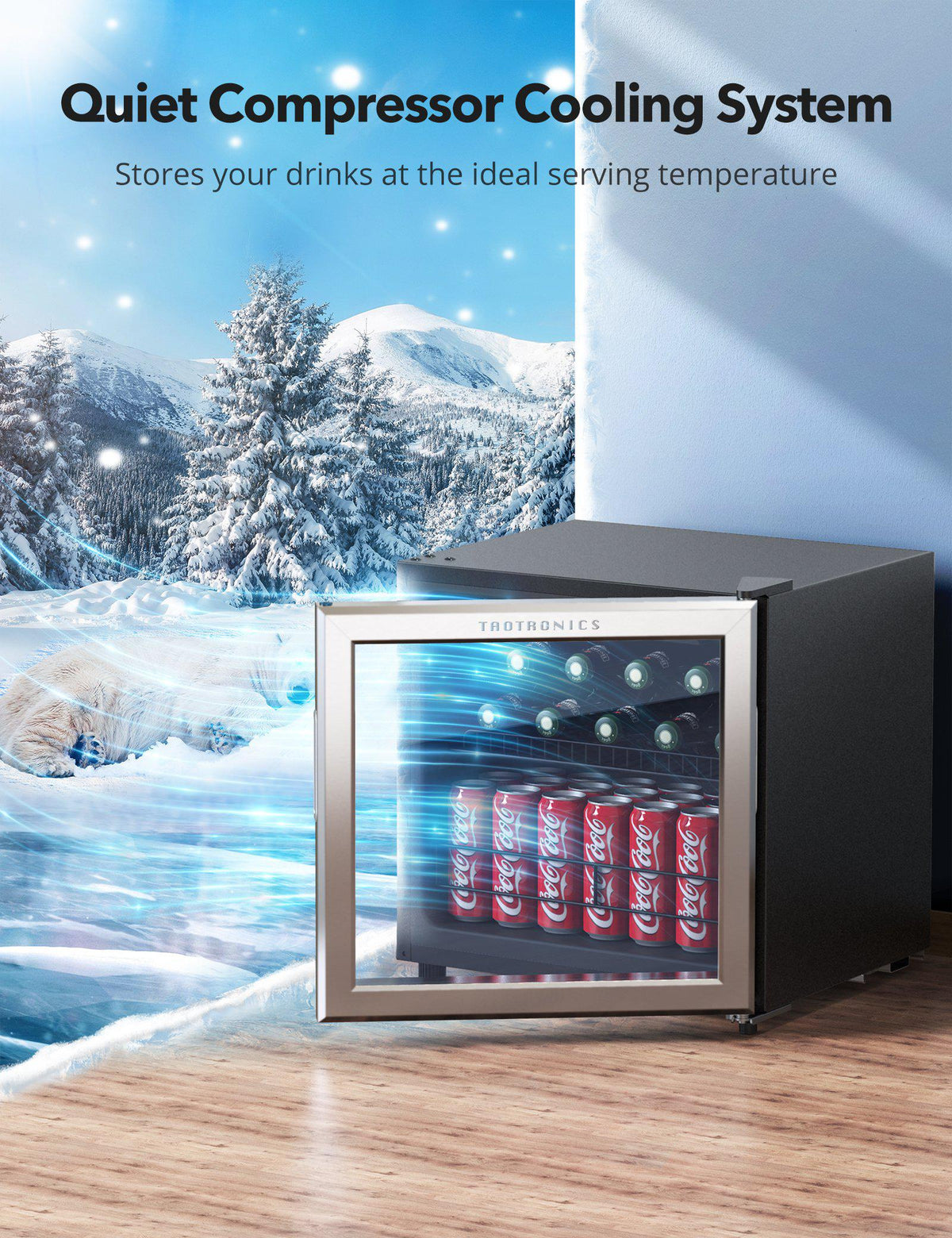 Beverage Refrigerator Cooler Freestanding Bar Fridge, Mini Beverage Center with Digital Control-TaoTronics