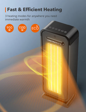 Space Heater 001,1500W Electric Heater with 70° Oscillation 12H Timer 3 Modes