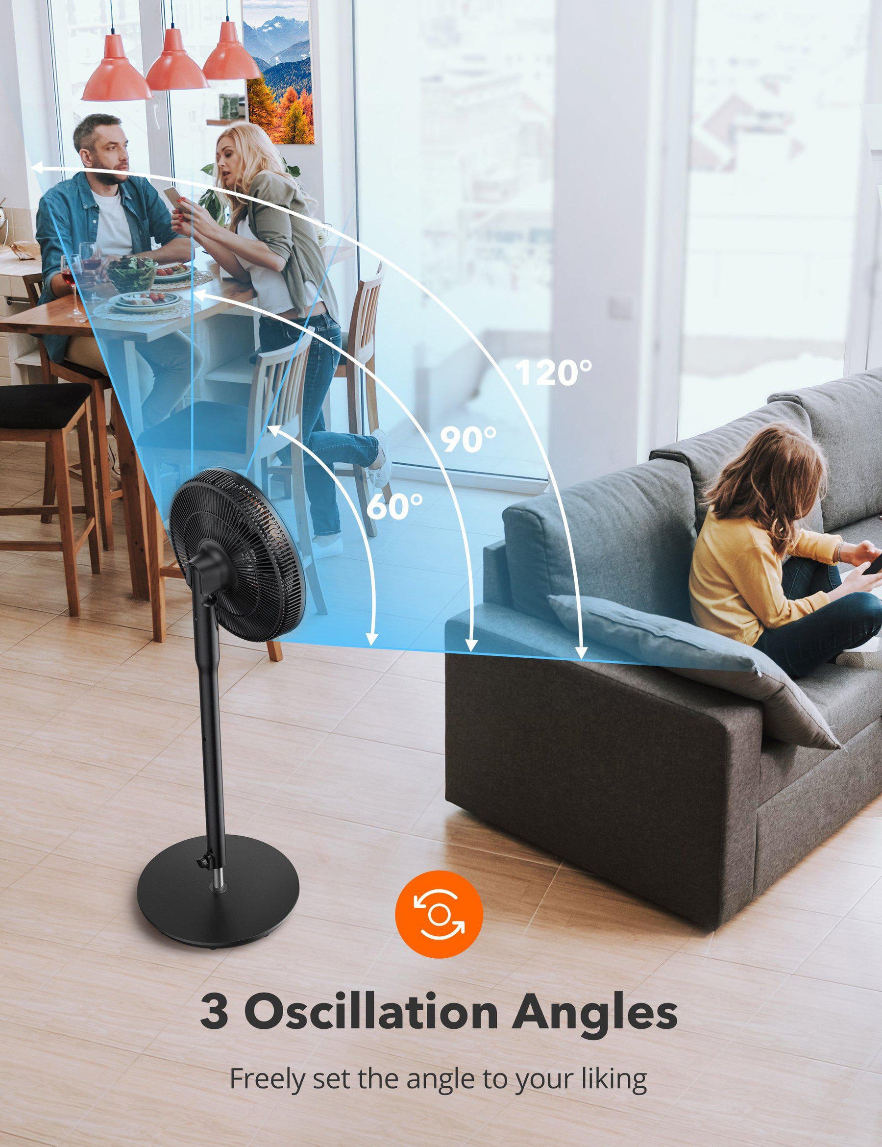 Pedestal Fan, Oscillating Standing Fan with Remote Control, Quiet 9 Speed Levels-TaoTronics