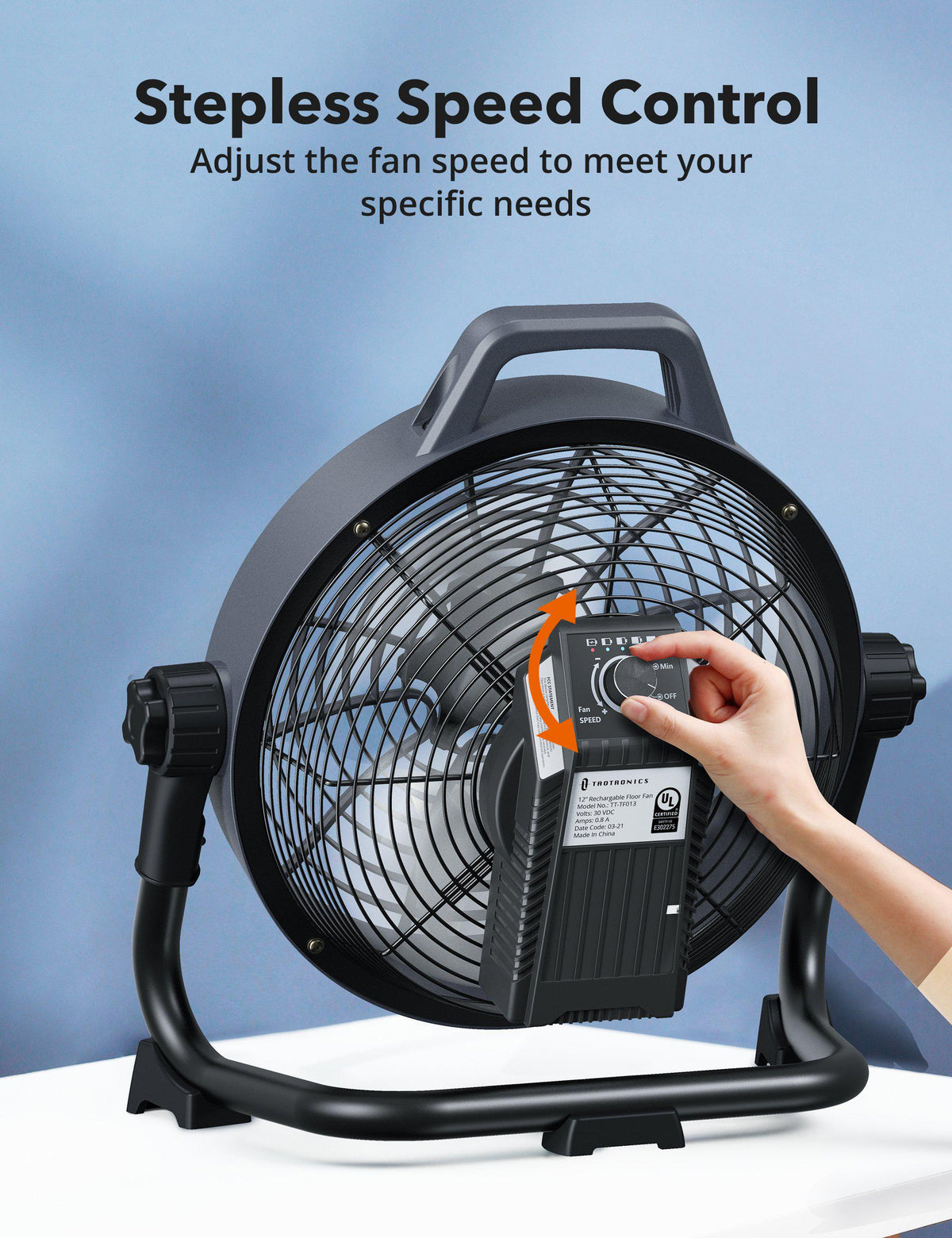 TaoTronics Floor Fan TT-TF013, 17850mAh Battery Outdoor Portable Fab,