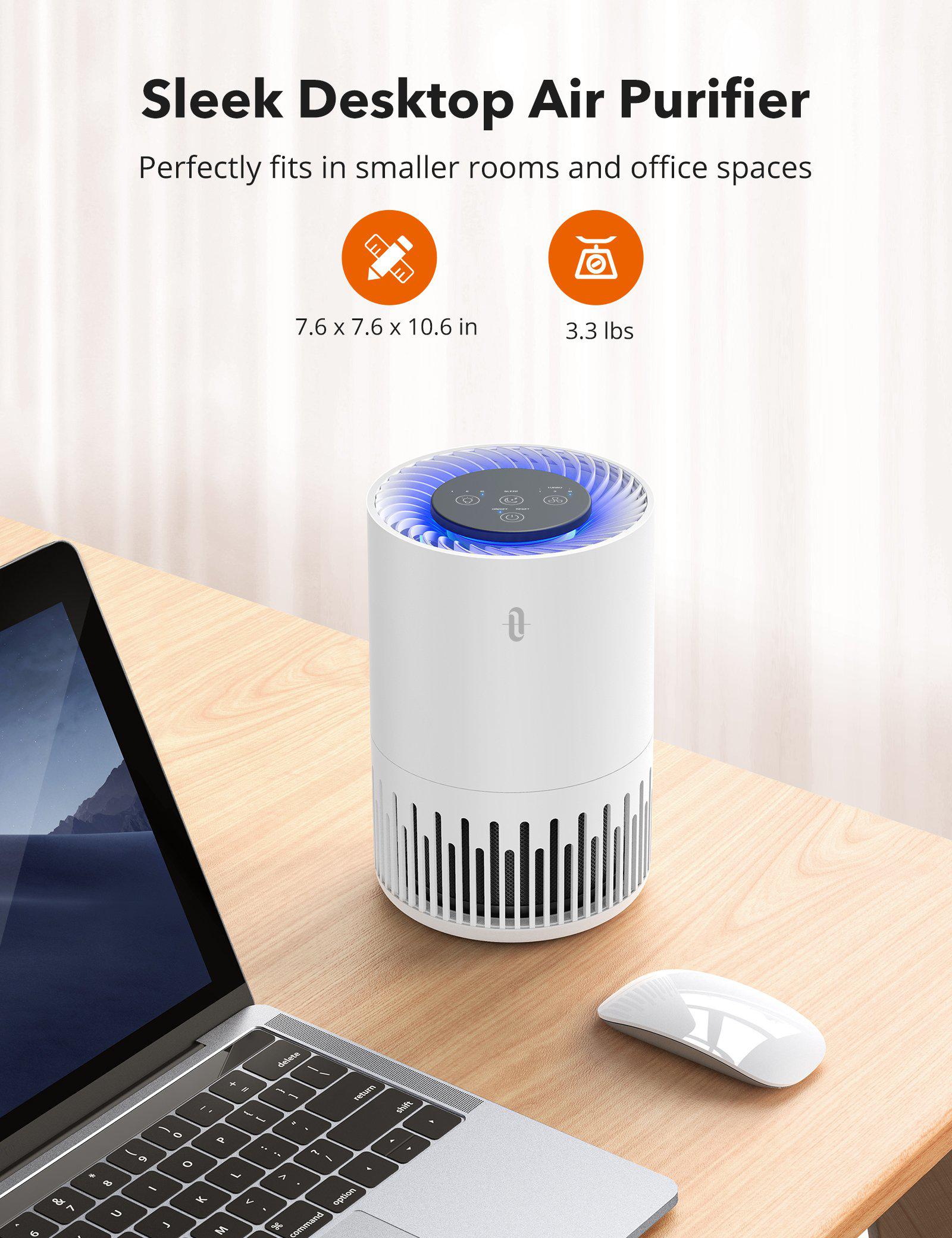 Air Purifier 001, Desktop Air Cleaner with 3-in-1 True HEPA Filter-TaoTronics