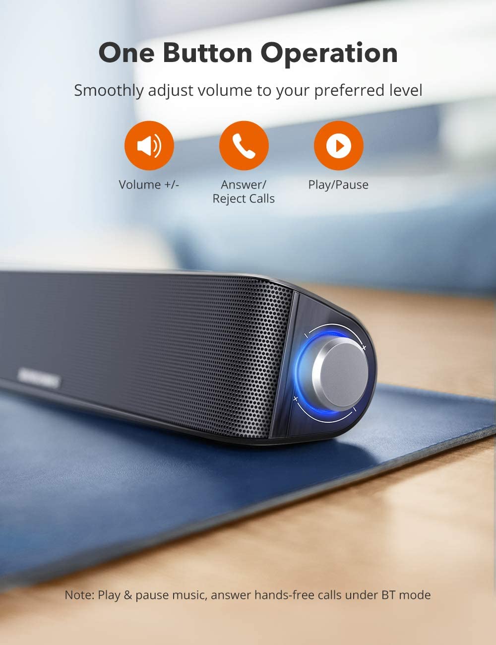 PC Soundbar Bluetooth 5.0 Wireless Computer Speaker-TaoTronics